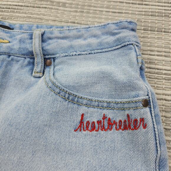 Kendall & Kylie Womens 26 Linda Blue Mid-Rise Heartbreaker Cut Off Shorts - Picture 3 of 16